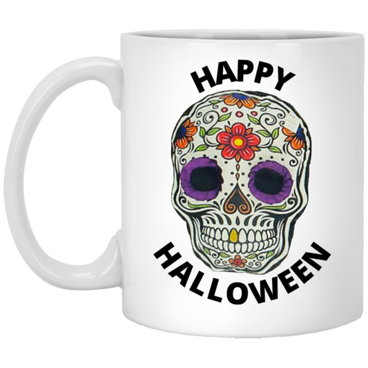 Happy Halloween / Color Skull / White Mug