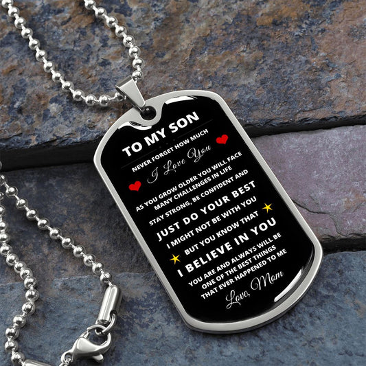 To My Son / Luxury Dog Tag Millitary Ball Chain