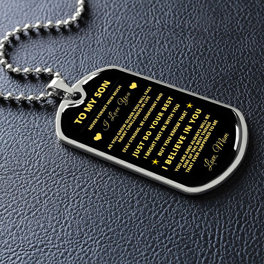 To My Son / Luxury Dog Tag Millitary Ball Chain
