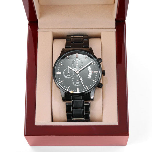 Reloj Cronógrafo Negro Grabado Personalizable