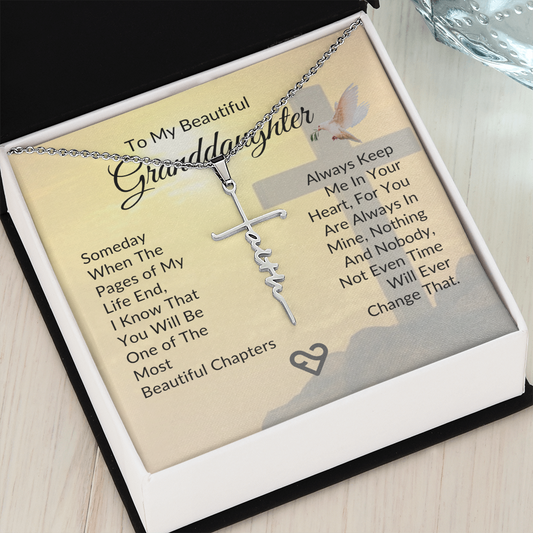 To My Beautiful Granddaughter / Faith Cross Necklace