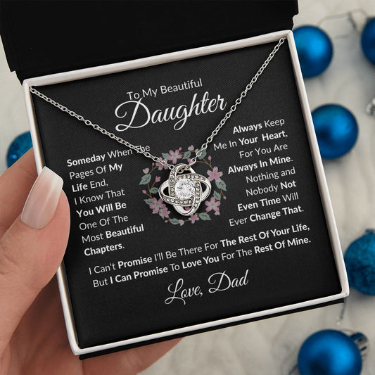 To My Beautiful Daughter/Love Dad/Love Knot Necklace Bk/WR