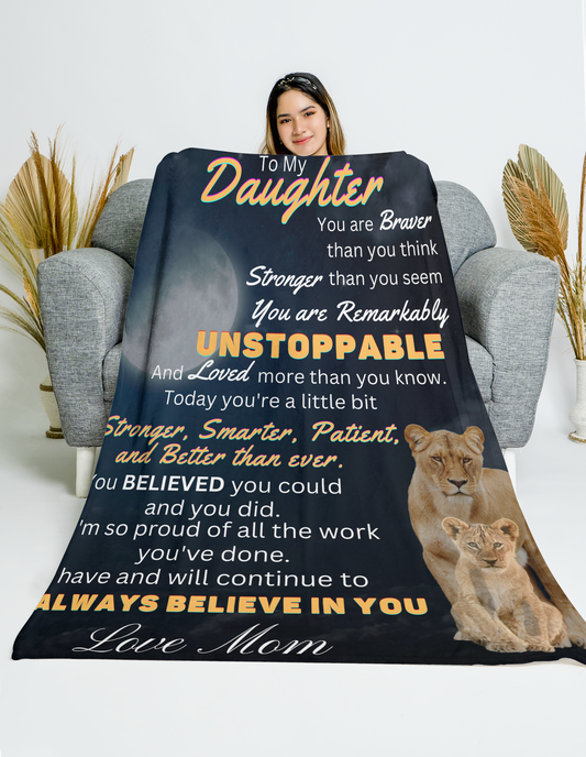 To My Daughter / Love Mom Lioness / FLM Arctic Fleece Blanket