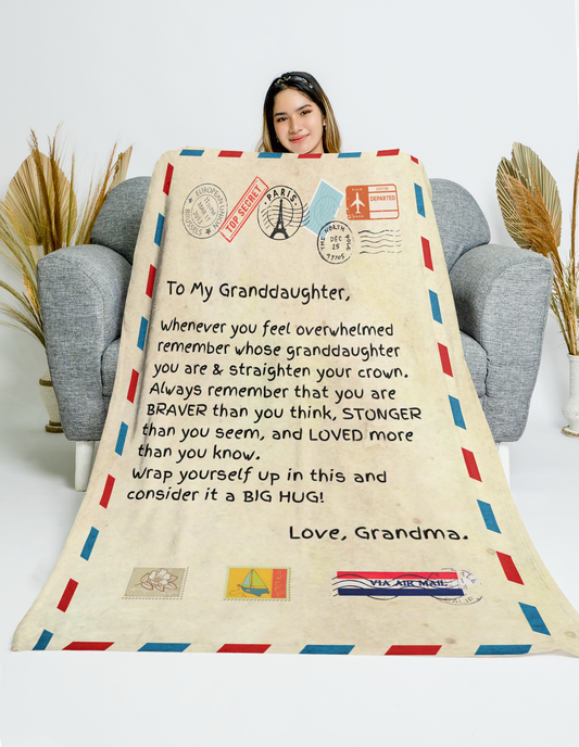 To My Granddaughter / Letter From Grandma / Premium Mink Sherpa Blanket