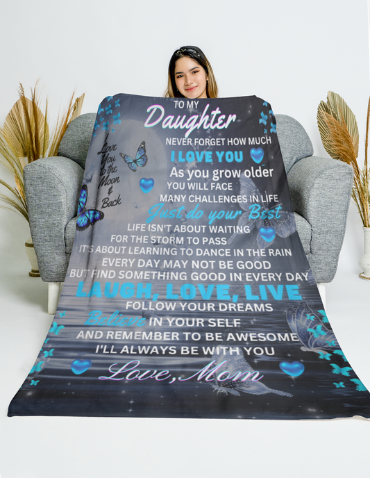 To My Daughter / Love, Mom, Moon / FLM Arctic Fleece Blanket